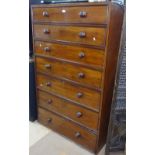 A 19th century mahogany tallboy, with 7 long drawers, and turned wood handles, L107cm, H169cm