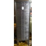 An industrial polished metal 30-drawer filing cabinet, by Stor, W29cmm H99cm