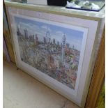Martin Stuart Moore, limited edition coloured print, Golden Jubilee London, pencil signed and