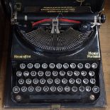 An early Remington Home Portable typewriter in case, and an Edwardian table-top till