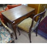 A George III mahogany writing desk, the writing top revealing a fitted interior, on pad foot,