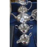A 4-piece bullet-shaped design silver plated tea and coffee set