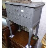 A painted French 2-drawer chest on cabriole legs, W60cm, H76cm