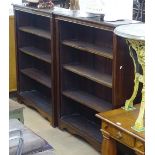 A pair of Victorian mahogany open bookcases, with adjustable shelves, W103cm, H127cm