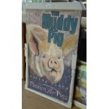 Clive Fredriksson, oil on board, the muddy pig pub sign, unsigned, 35" x 22", framed