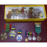 A collection of coins and medals