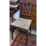 A set of 4 folding upholstered chairs, and an oak occasional table