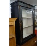 A Victorian ebonised pier cabinet, with marquetry inlaid decoration and ormolu mounts, W76cm, H97cm