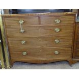 A 19th century mahogany and satinwood-banded chest of 5 drawers, on splayed leg base, W110cm, H93cm
