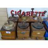 6 Vintage French coffee grinders.