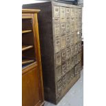 A large industrial metal index filing cabinet, with 36 drawers, W118cm, H178cm