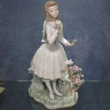 Lladro girl with flowers, 27cm