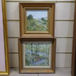 Peter Jay, 2 acrylics on board, landscape scenes, signed, largest 5.5" x 5.5", framed (2)