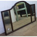 Edwardian mahogany and gilt-framed triple-glazed mirror, W99cm, H61cm