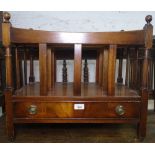 A reproduction mahogany Canterbury, with drawer to the base, W56cm