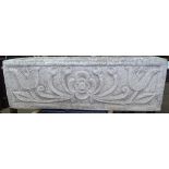 A rectangular weathered embossed concrete garden trough, W80cm
