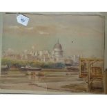 C H Drummond, watercolour, Thames view near St Paul's, 1953, sheet size 11" x 15", unframed