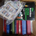 Various stamp albums, a dictionary etc
