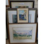 Various oils and watercolours, framed (9)