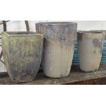 3 textured garden plant pots