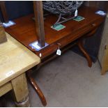 A reproduction cherrywood sofa table, with ogee frieze drawer, on X-shaped supports, W91cm, H73cm