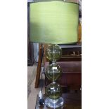 A green bubble glass design plastic table lamp and shade