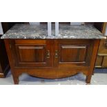 An Edwardian mahogany and marble-top washstand, W107cm