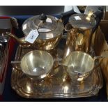A Mappin & Webb silver plated 4-piece tea and coffee set, on matching tray
