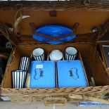3 wicker picnic hampers and contents