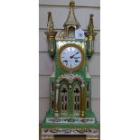 A French porcelain mantel clock of architectural form, height 50cm