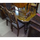 A late Victorian mahogany wind-out dining table, L155cm, D115cm, H75cm, together with a set of 6