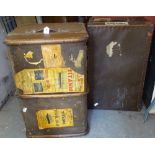 2 Vintage travelling trunks with labels