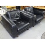 A pair of Vintage Habitat Escalus black leather Club chairs