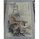 2 painted Chinese scrolls