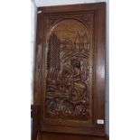 A French oak relief carved door panel, H82cm