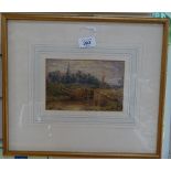 Henry Webb (fl. 1861 - 1873), watercolour, canal scene, 4.5" x 7", framed
