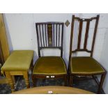 2 Edwardian mahogany and satinwood-strung hall chairs