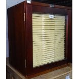 A modern mahogany-framed specimen/collector's cabinet, with 28 fitted plastic trays, by Griffin &