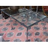 A pair of 1970s Florence Knoll glass-top coffee tables, by Knoll, W75cm, H48cm