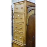 A pair of narrow pine 4-drawer chests, W50cm, H105cm