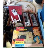 2 Roberts radios, a child's sewing machine, a china tray etc