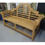 A teak Luytens design slatted garden bench, W170cm