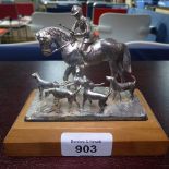 A limited edition silver and oak-mounted desk stand, "master and his hounds", no. 101-1000