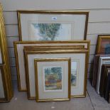 Variou watercolours, landscape scenes, framed (7)