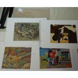 Russian School, limited edition colour print, horse racing study, and a set of 7 colour prints after