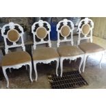 4 white painted Continental dining chairs