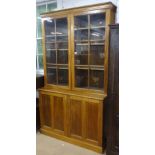 A Victorian mahogany 2-section library bookcase, W125cm, H136cm