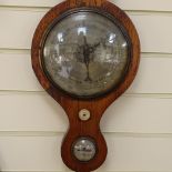 A Victorian oak-cased aneroid barometer, height 95cm