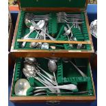 A part canteen of silver plated cutlery, in oak canteen box