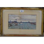 John Mackintosh, watercolour, on the Common, 1884, signed with RI Exhibition label verso, 6.5" x